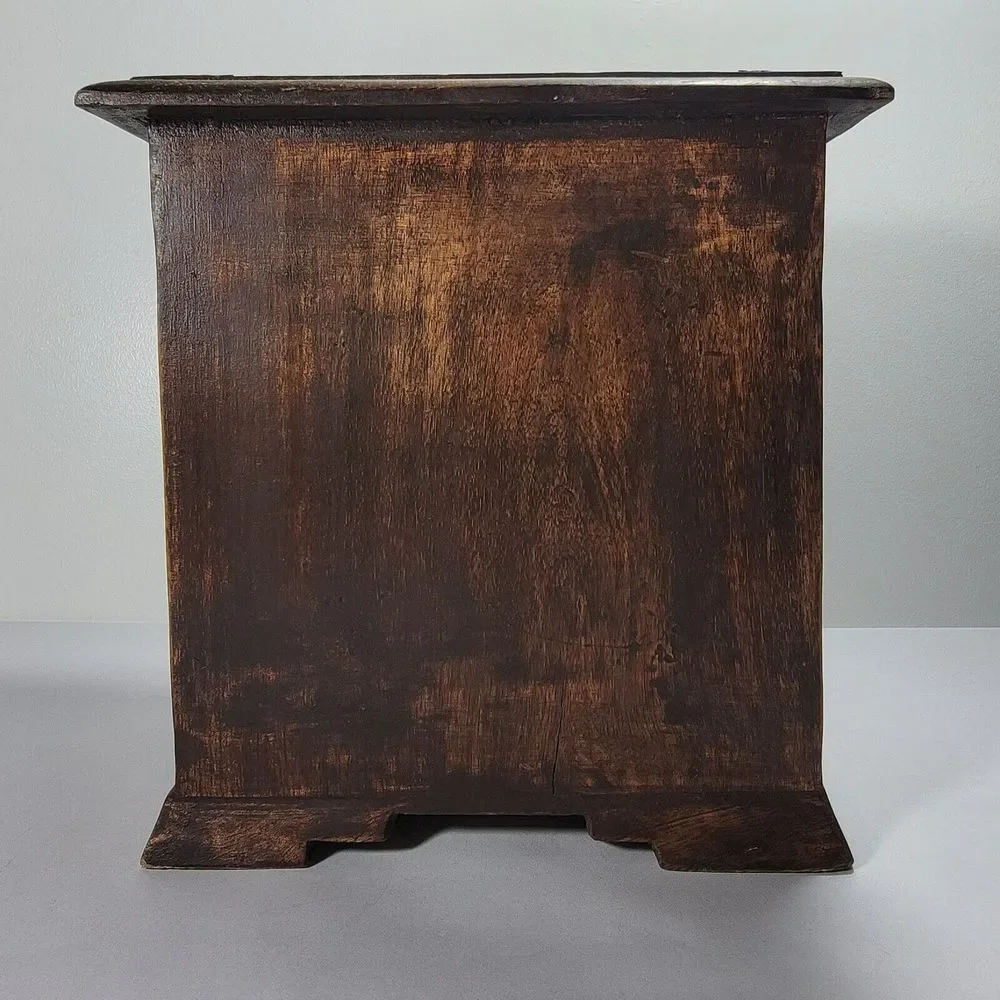 Vintage India Made Wooden Jewelry Box 4 Drawers Studded